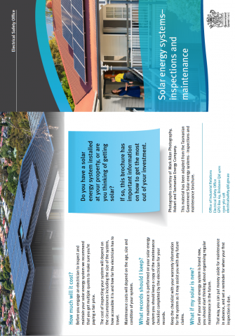 Thumbnail - Solar energy systems - inspection and maintenance brochure 