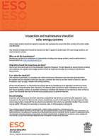 Inspection and maintenance checklist - Solar energy systems
