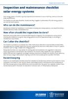 Inspection and maintenance checklist - Solar energy systems (thumbnail)