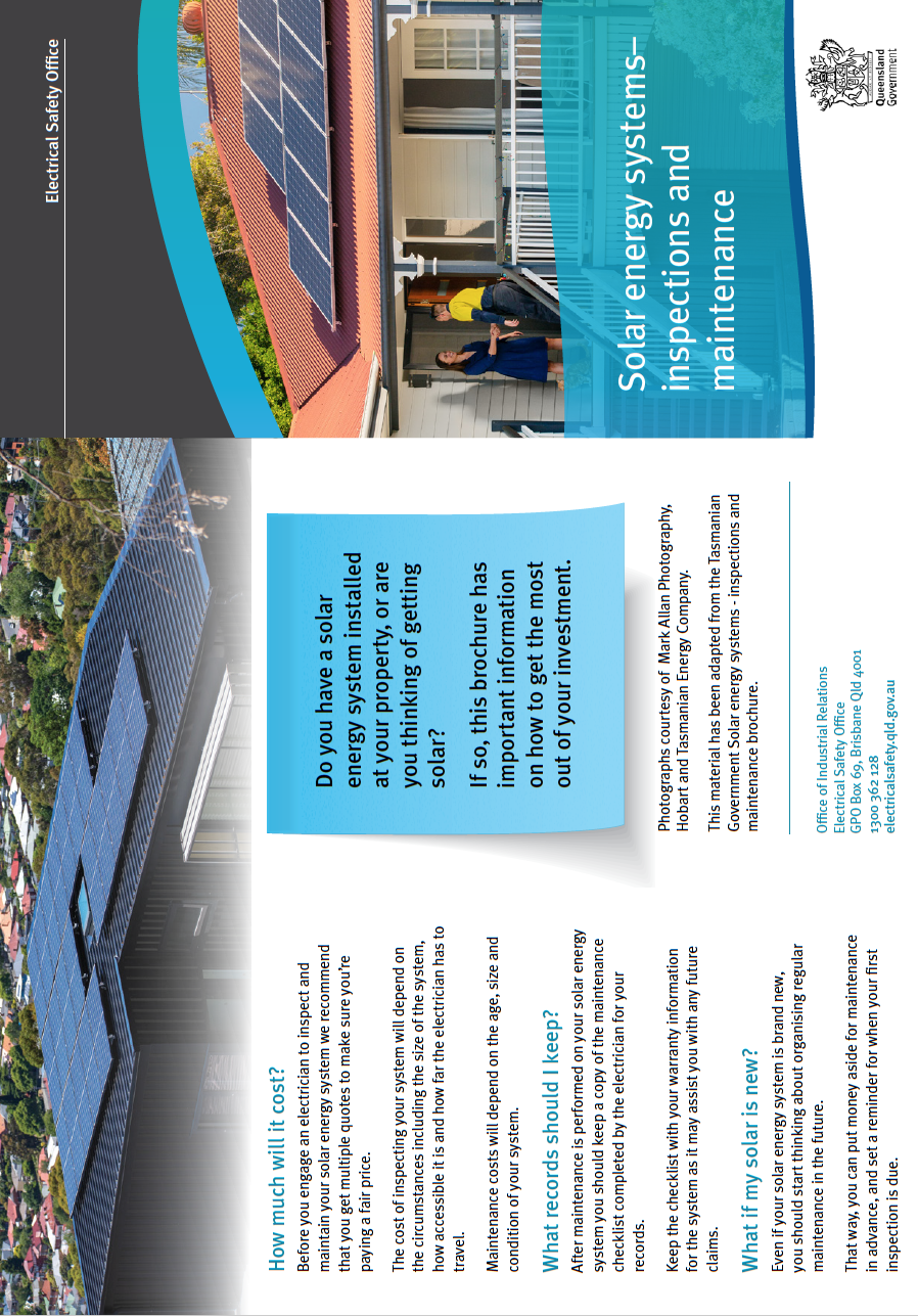 Thumbnail - Solar energy systems - inspection and maintenance brochure 