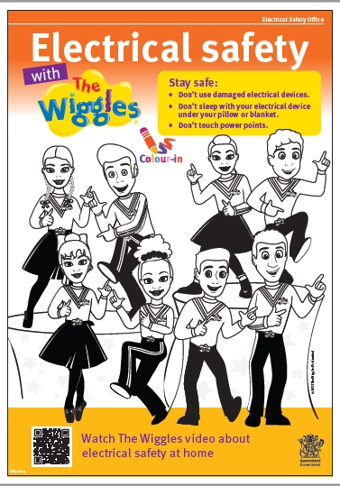 Electrical safety with The Wiggles colouring in